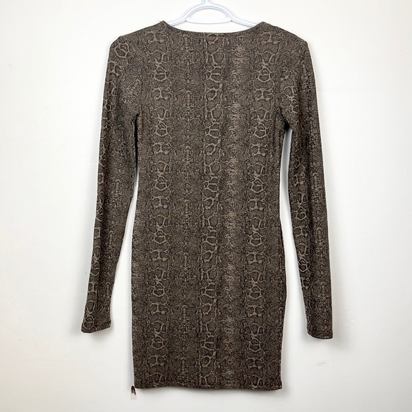 Zara Snake Print Long Sleeve Body Con Dress - Picture 4 of 10